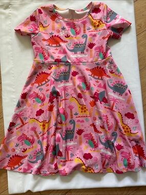 Pink Kids' Dinosaur Print Dress